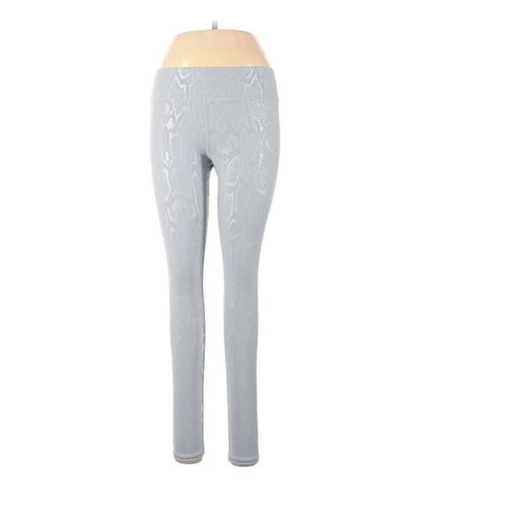 Terez Silvery gray foil shine leggings activewear pants size Medium